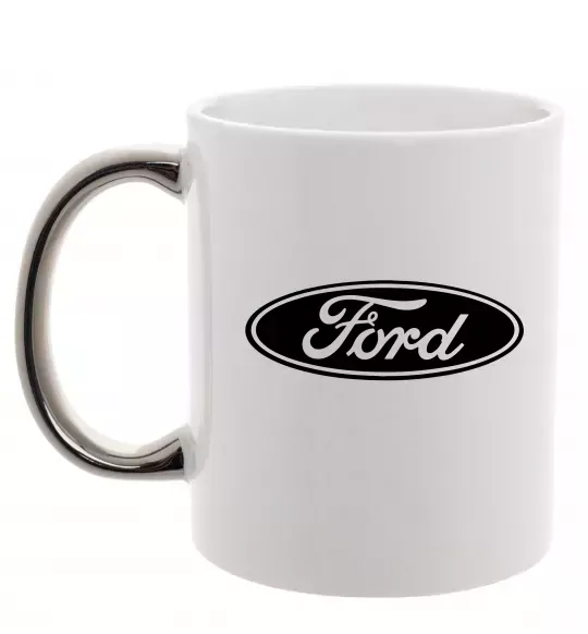 Чашка с цветной ручкой Ford logo Серебро фото