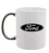 Чашка с цветной ручкой Ford logo Серебро фото