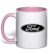 Чашка с цветной ручкой Ford logo Нежно розовый фото