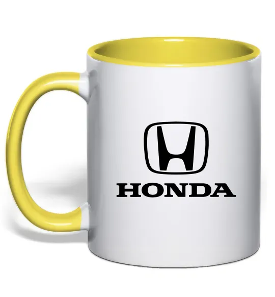Чашка з кольоровою ручкою Хонда лого та назва Лимонний фото