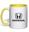 Чашка з кольоровою ручкою Хонда лого та назва Лимонний фото