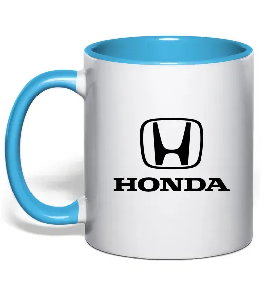 Чашка с цветной ручкой Хонда лого та назва Голубой фото