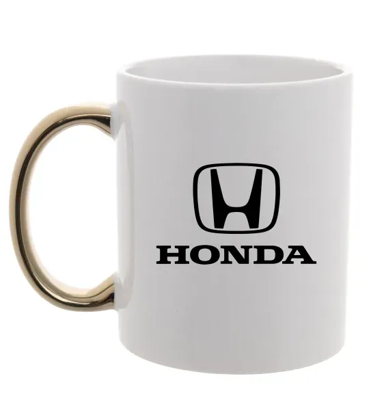 Чашка с цветной ручкой Хонда лого та назва Золото фото