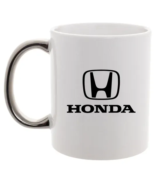 Чашка с цветной ручкой Хонда лого та назва Серебро фото
