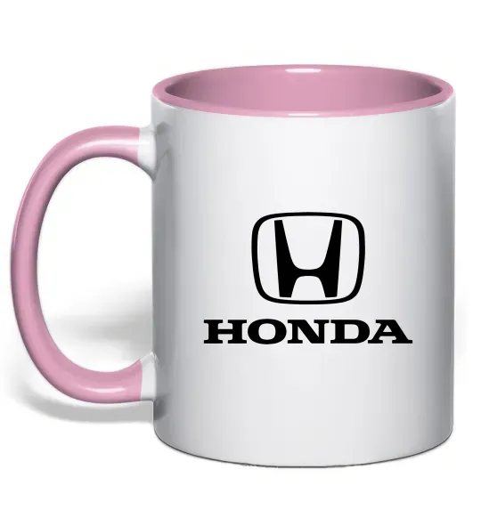 Чашка с цветной ручкой Хонда лого та назва Нежно розовый фото