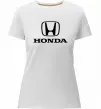 Женская премиум футболка Хонда лого та назва Белый фото