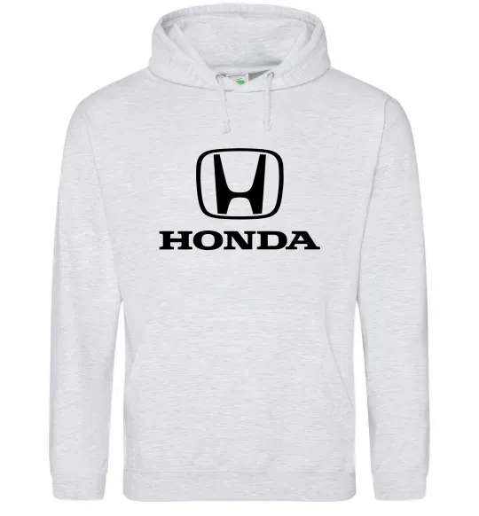 Мужская толстовка (худи) Хонда лого та назва Серый меланж фото