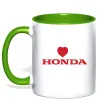 Чашка з кольоровою ручкою Honda heart Лаймовий фото