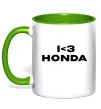 Чашка з кольоровою ручкою I <3 Honda Лаймовий фото