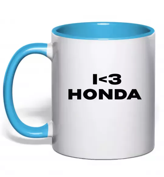 Чашка з кольоровою ручкою I <3 Honda Блакитний фото