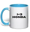 Чашка з кольоровою ручкою I <3 Honda Блакитний фото