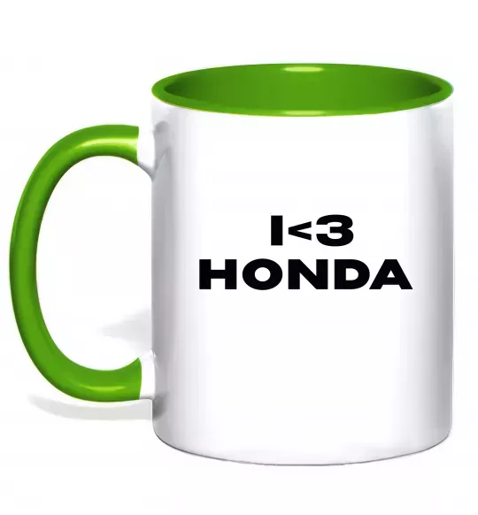 Чашка з кольоровою ручкою I <3 Honda Зелений фото