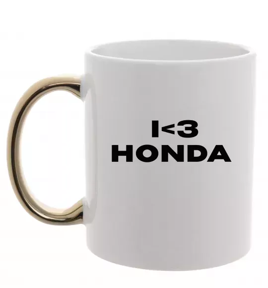 Чашка з кольоровою ручкою I <3 Honda Золото фото