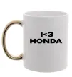 Чашка з кольоровою ручкою I <3 Honda Золото фото