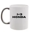 Чашка з кольоровою ручкою I <3 Honda Срібло фото