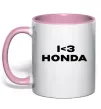 Чашка з кольоровою ручкою I <3 Honda Ніжно рожевий фото
