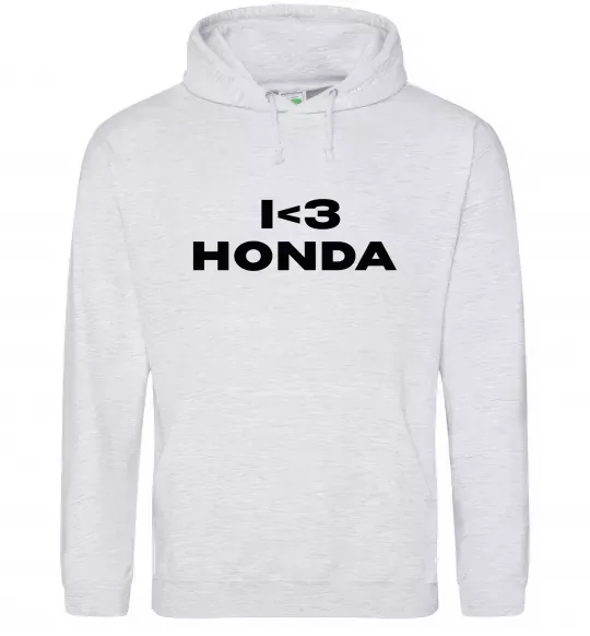 Мужская толстовка (худи) I <3 Honda Серый меланж фото