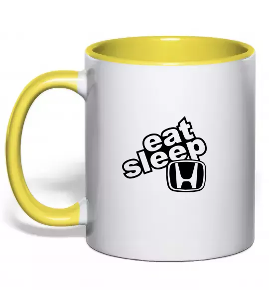 Чашка з кольоровою ручкою Eat Sleep Honda Сонячно жовтий фото