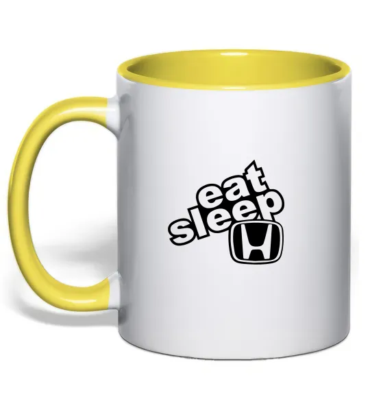 Чашка с цветной ручкой Eat Sleep Honda Лимонный фото