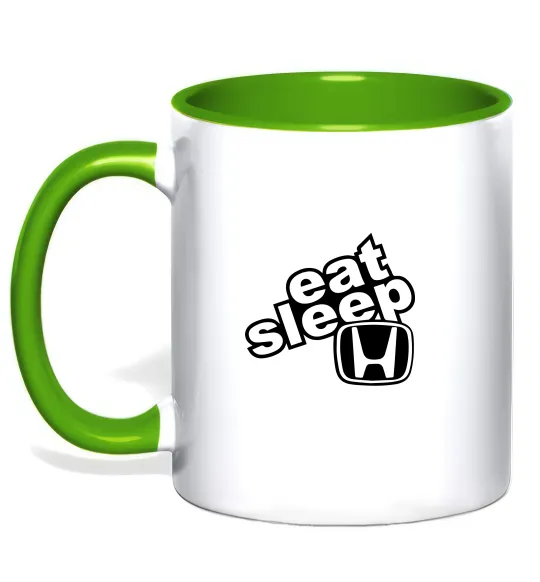 Чашка с цветной ручкой Eat Sleep Honda Лаймовый фото