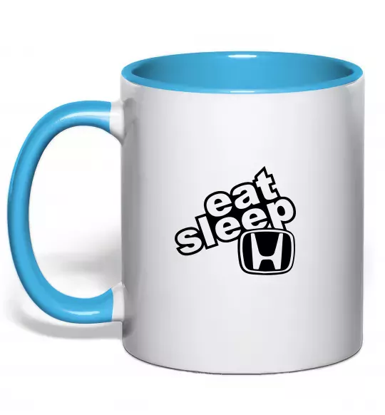 Чашка з кольоровою ручкою Eat Sleep Honda Блакитний фото