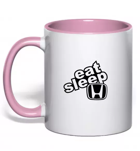 Чашка з кольоровою ручкою Eat Sleep Honda Ніжно рожевий фото