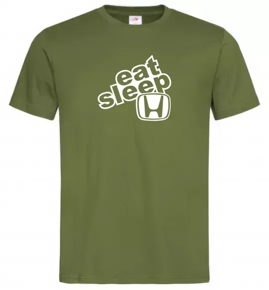 Мужская футболка Eat Sleep Honda Оливковый фото