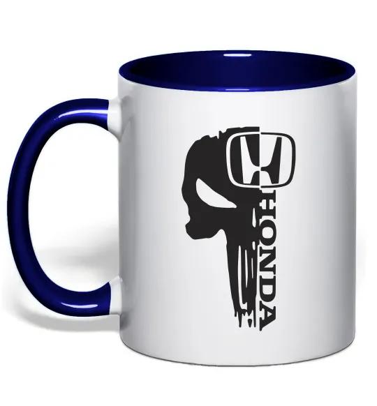 Чашка с цветной ручкой Honda skull Глубокий темно-синий фото
