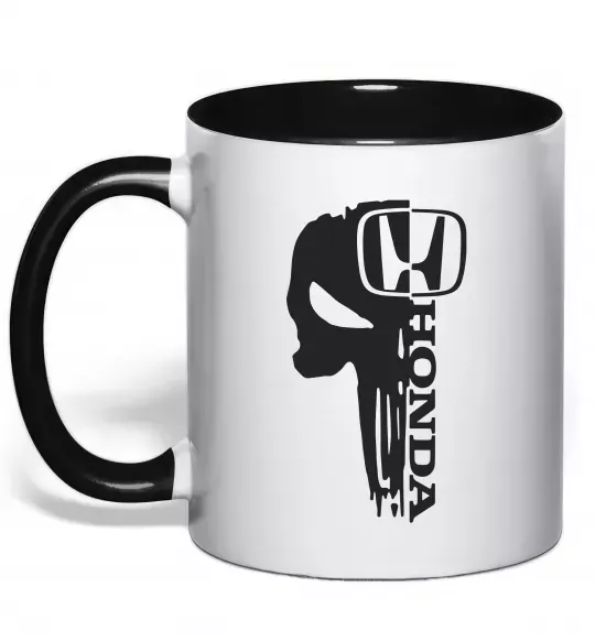 Чашка с цветной ручкой Honda skull Черный фото