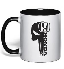 Чашка с цветной ручкой Honda skull