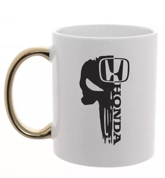 Чашка с цветной ручкой Honda skull Золото фото