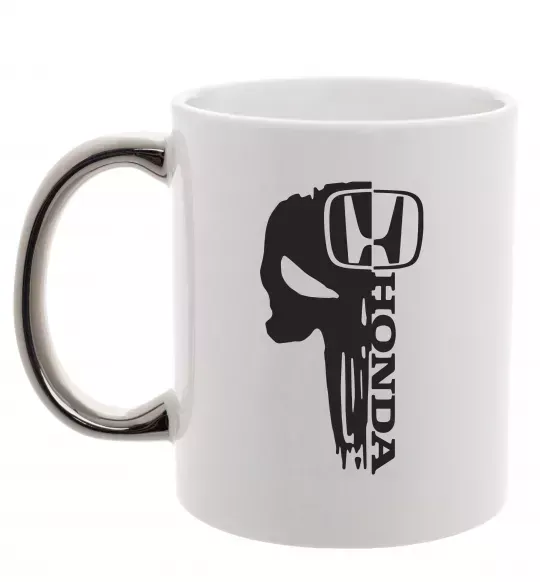 Чашка с цветной ручкой Honda skull Серебро фото