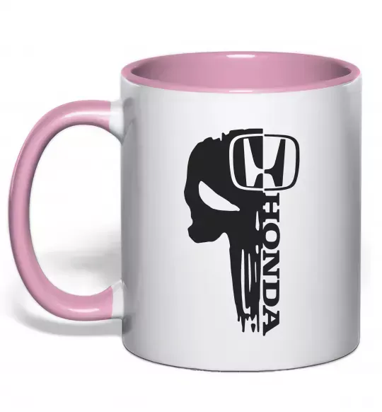 Чашка с цветной ручкой Honda skull Нежно розовый фото