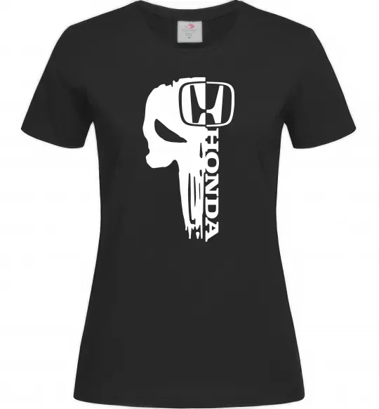 Жіноча футболка Honda skull Чорний фото