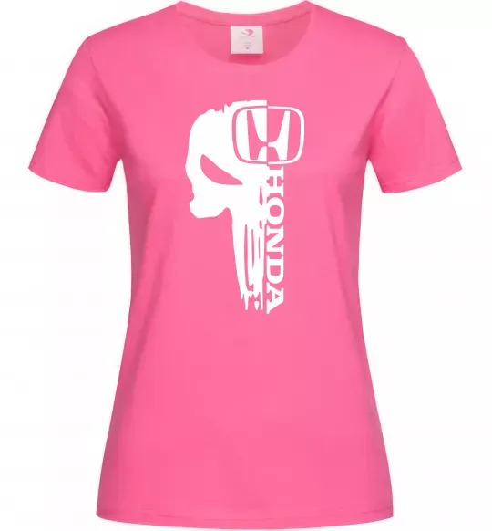 Жіноча футболка Honda skull Яскраво-рожевий фото