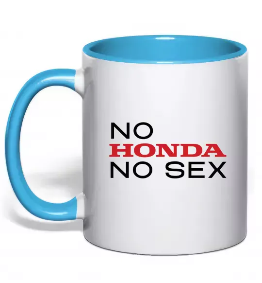 Чашка з кольоровою ручкою No Honda. No Блакитний фото