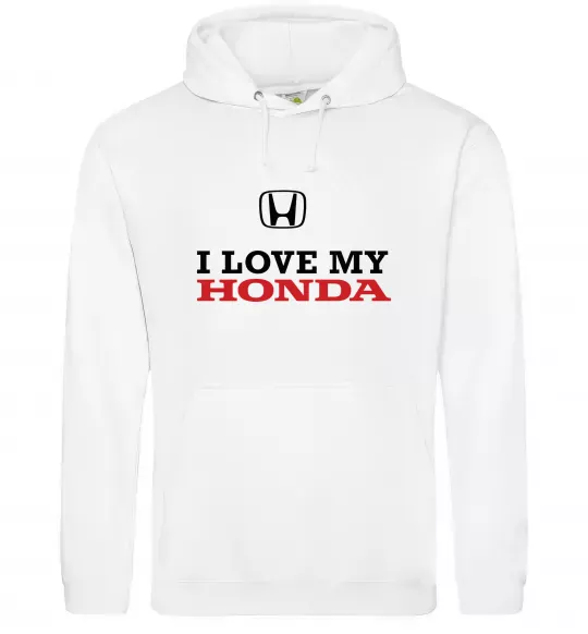 Чоловіча толстовка (худі) I love my Honda Білий фото