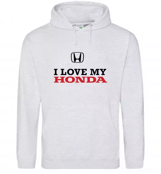 Женская толстовка (худи) I love my Honda Серый меланж фото