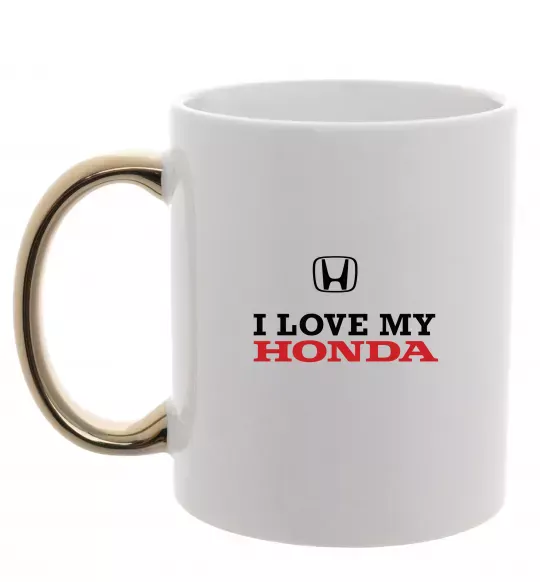 Чашка с цветной ручкой I love my Honda Золото фото