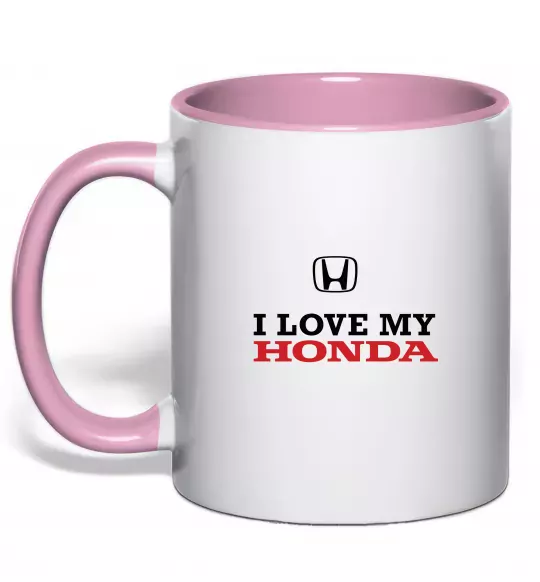 Чашка с цветной ручкой I love my Honda Нежно розовый фото