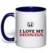 Чашка з кольоровою ручкою I love my Honda Глибокий темно-синій фото