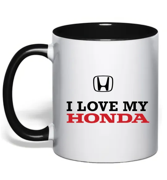 Чашка з кольоровою ручкою I love my Honda Чорний фото