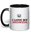 Чашка з кольоровою ручкою I love my Honda Чорний фото