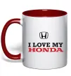 Чашка з кольоровою ручкою I love my Honda Червоний фото