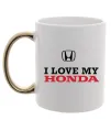 Чашка з кольоровою ручкою I love my Honda Золото фото