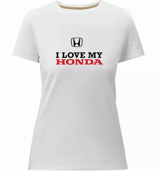 Жіноча преміум футболка I love my Honda Білий фото