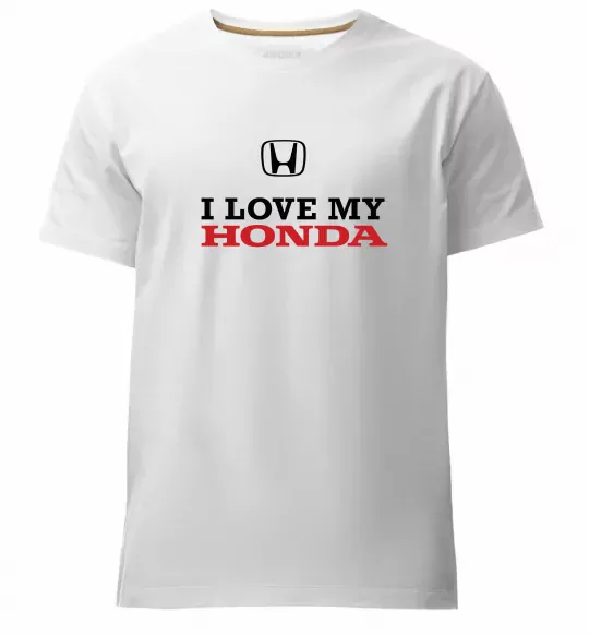 Мужская премиум футболка I love my Honda Белый фото