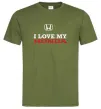 Мужская футболка I love my Honda Оливковый фото