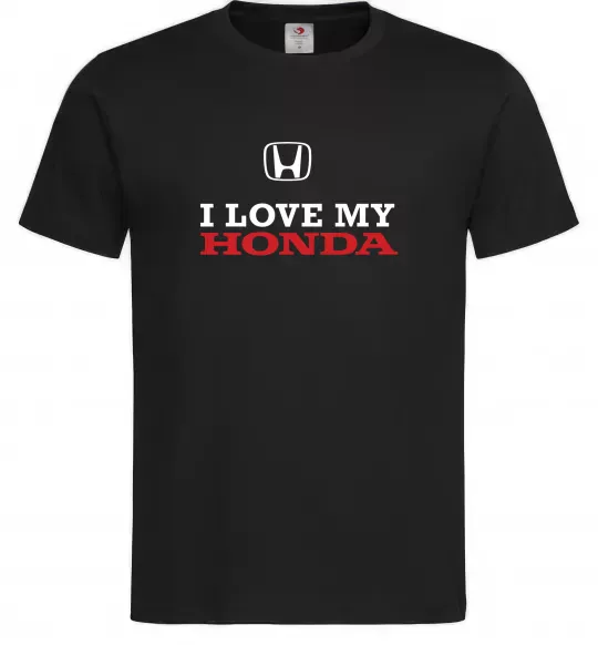 Мужская футболка I love my Honda Черный фото