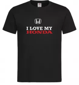 Мужская футболка I love my Honda Черный фото